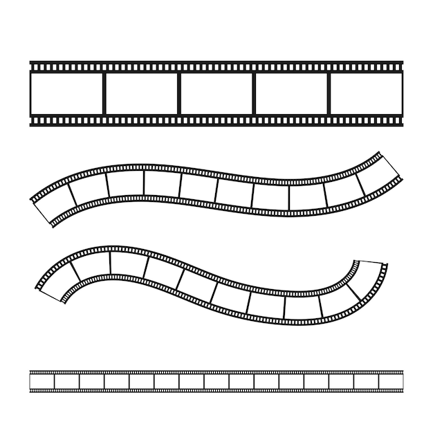 Vector silueta de tiras de película establece ilustración plana