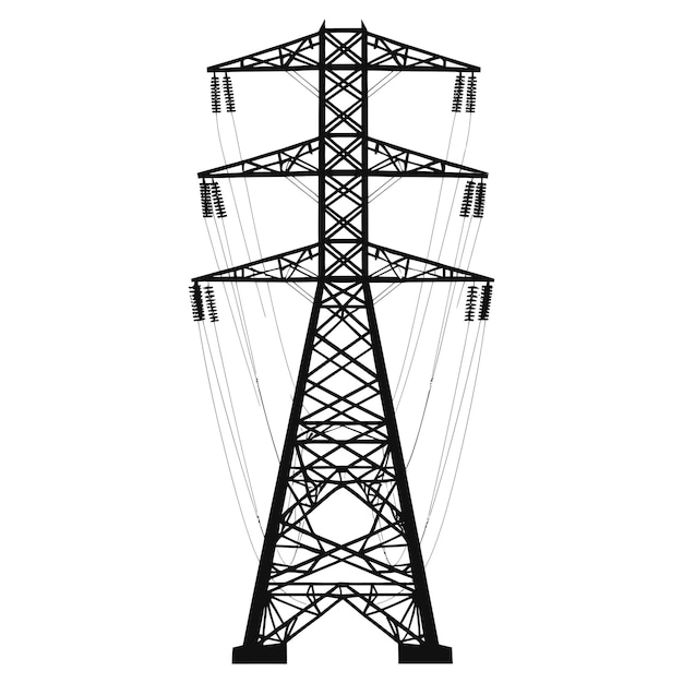 Vector silueta de la torre de transmisión eléctrica sólo color negro