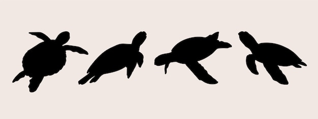 Vector silueta de tortuga dibujada a mano