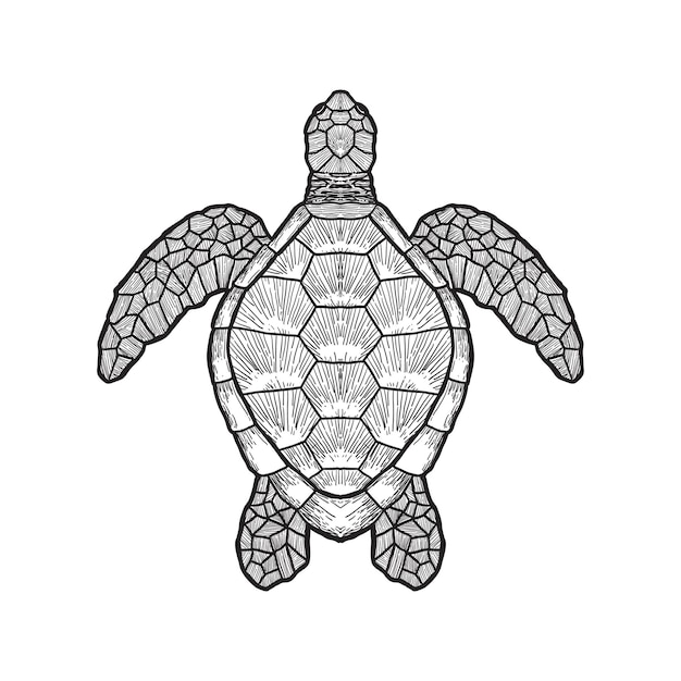 Vector silueta de una tortuga marina nadando