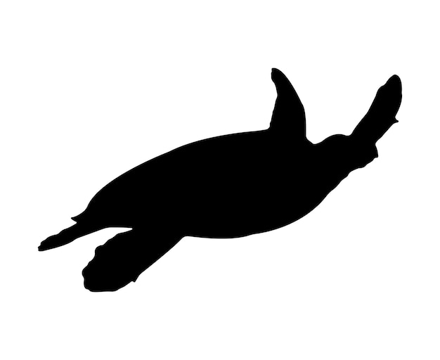 Silueta de tortuga plana vectorial aislada sobre fondo blanco