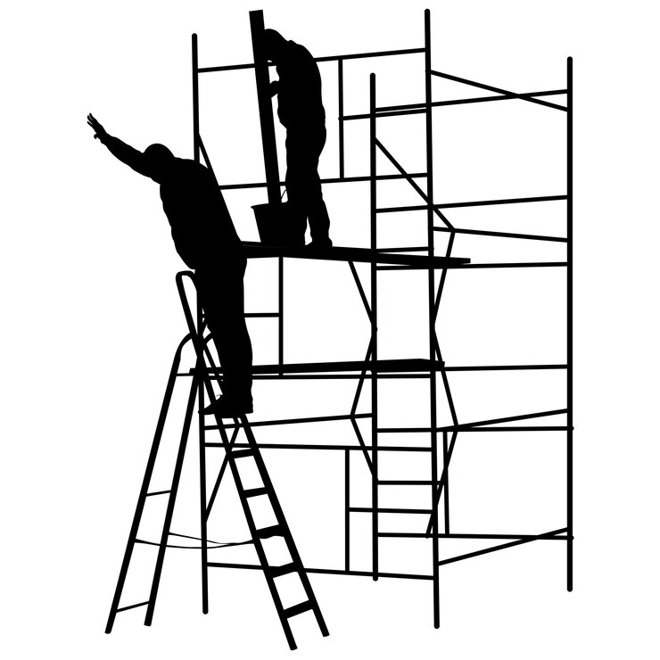 Vector silueta trabajador subiendo la escalera ilustración vectorial