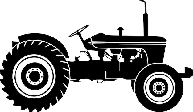 Silueta de un tractor de granja de época