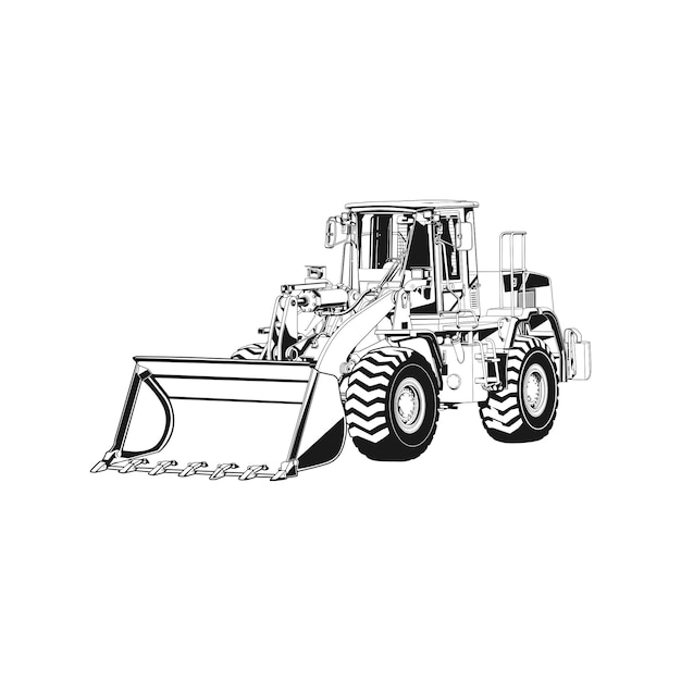 Silueta de tractor sobre fondo blanco imagen vectorial