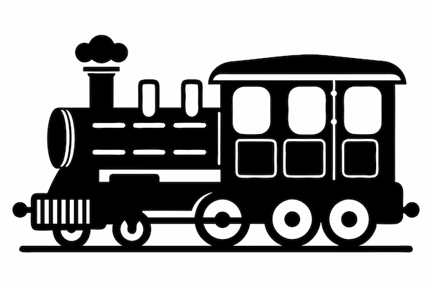 Silueta de tren negro sobre un fondo blanco