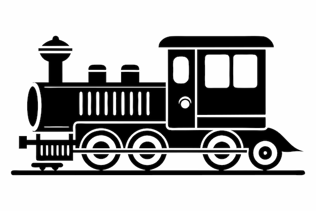 Silueta de tren negro sobre un fondo blanco