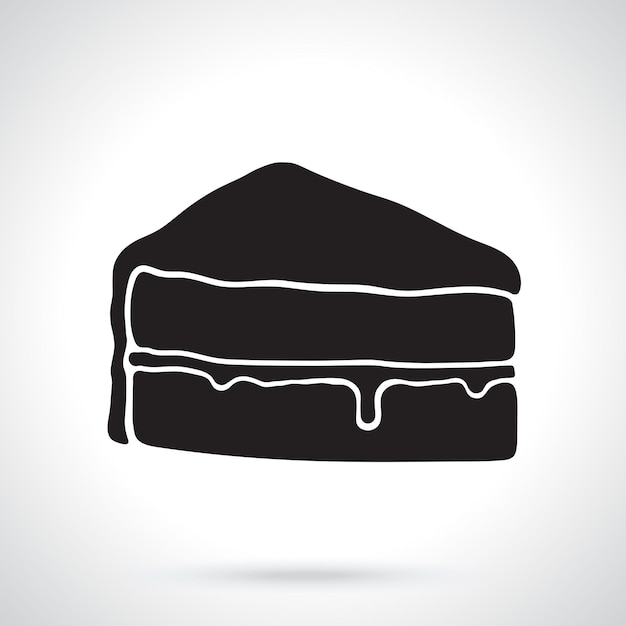 Silueta de un trozo de pastel con fondant de crema glaseada y confitura Ilustración vectorial