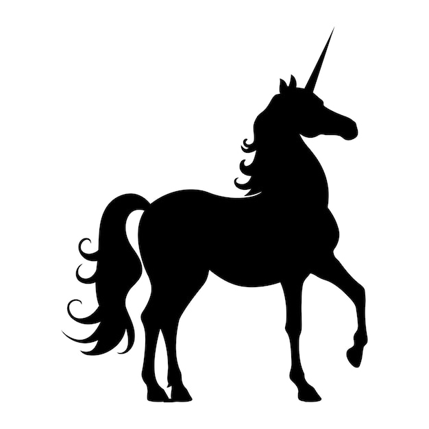 Vector silueta de unicornio cuerpo entero color negro sólo