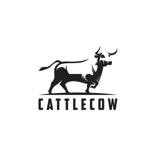 Silueta, vaca, logotipo, ilustración