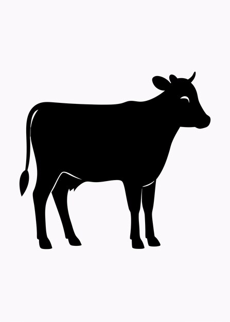 Silueta de vaca negra sobre un fondo blanco