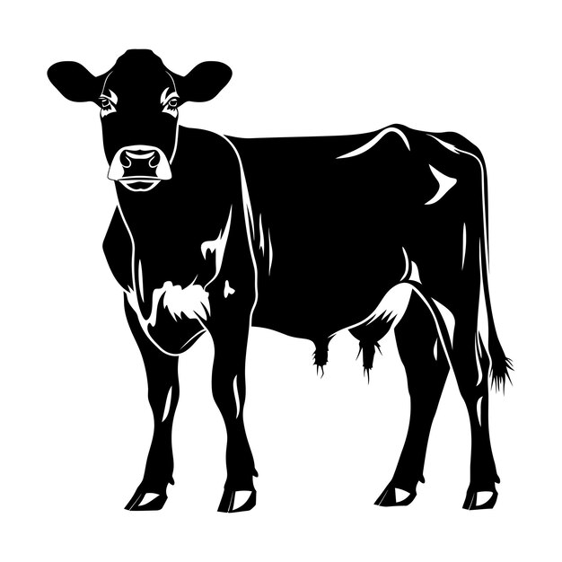 Vector silueta de vaca sólo de color negro