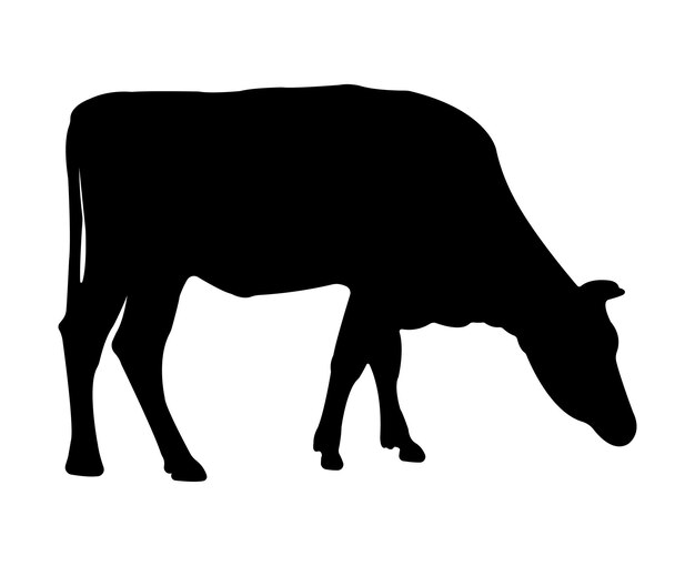 Vector silueta de vaca vectorial aislada sobre fondo blanco