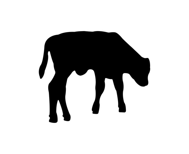 Silueta de vaca vectorial aislada sobre fondo blanco