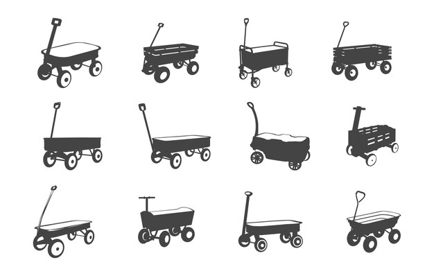 Silueta de vagón Vector de vagón de juguete Silueta del vagón de juego Bundle de vectores de vagón Icon de clipart de vagón
