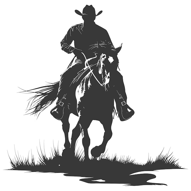 Vector silueta de vaquero montando a caballo solo color negro sólo