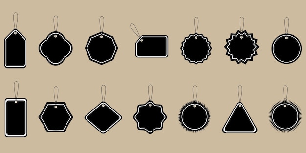 silueta de varias plantillas de precio de etiqueta por diseño vectorial