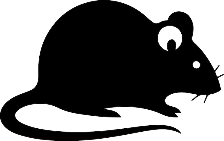 Vector silueta de vector de animal de ratón mínimo silueta de color negro 18
