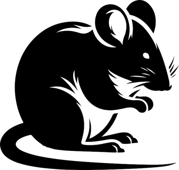 silueta de vector de animal de ratón mínimo silueta de color negro 2
