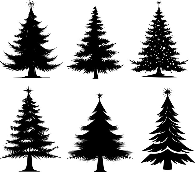 Silueta de vector de árbol de Navidad 2