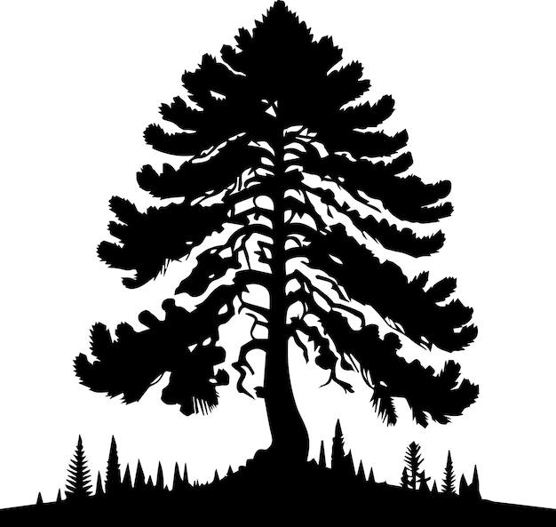 Silueta de vector de árbol de pino