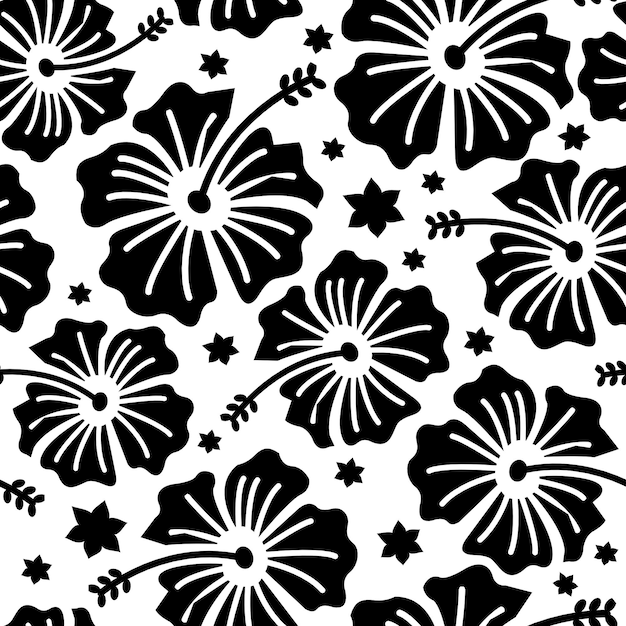 Silueta de un vector de archivo de corte floral patrón transparente blanco y negro