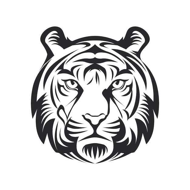 Silueta de vector de cara frontal de tigre