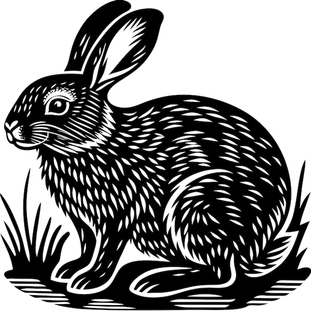 Silueta de vector de conejo con fondo blanco aislado