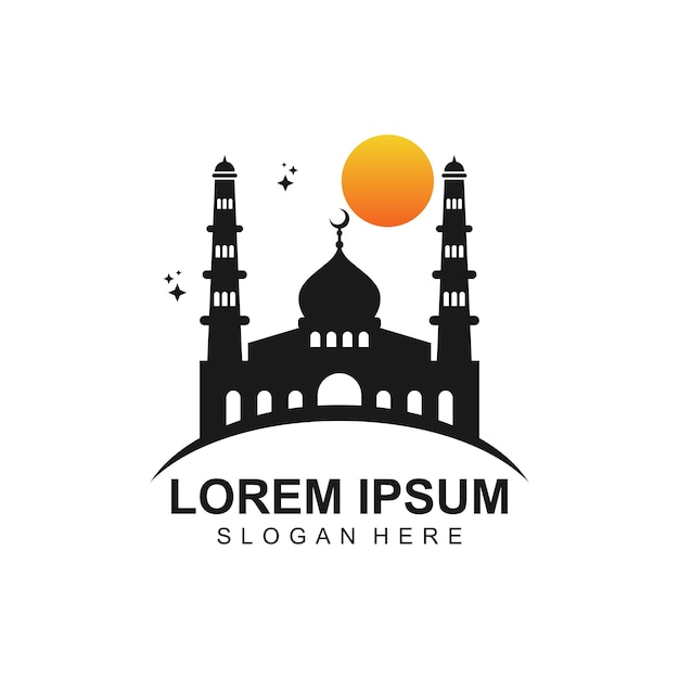Silueta del vector de diseño de logotipo de mezquita