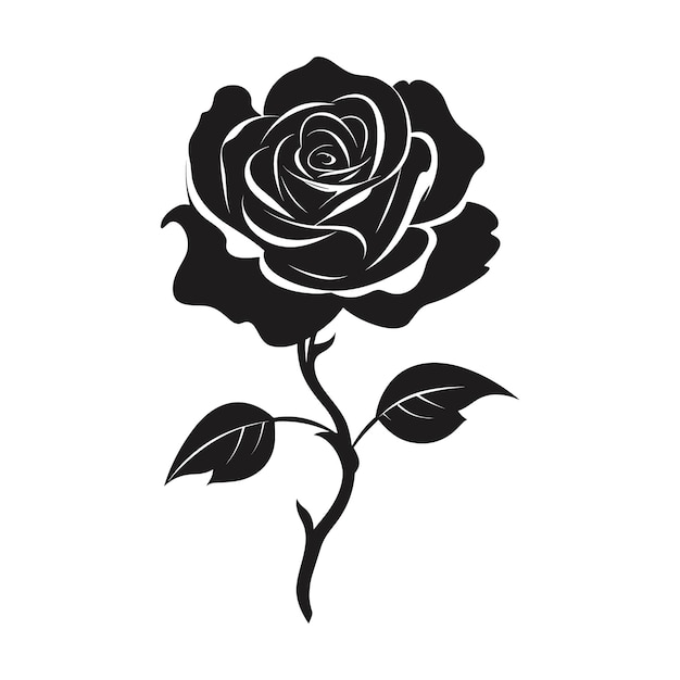 Una silueta del vector de la flor de rosa aislada en un fondo blanco