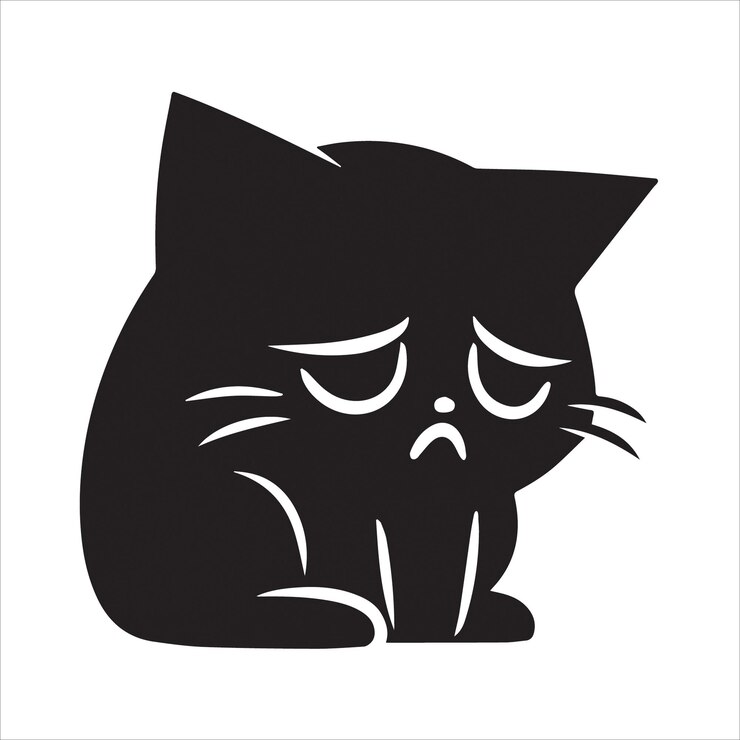 silueta del vector del gato triste