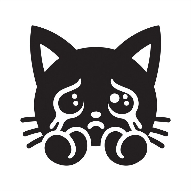 silueta del vector del gato triste