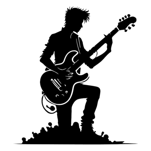 Vector silueta de vector de guitarrista