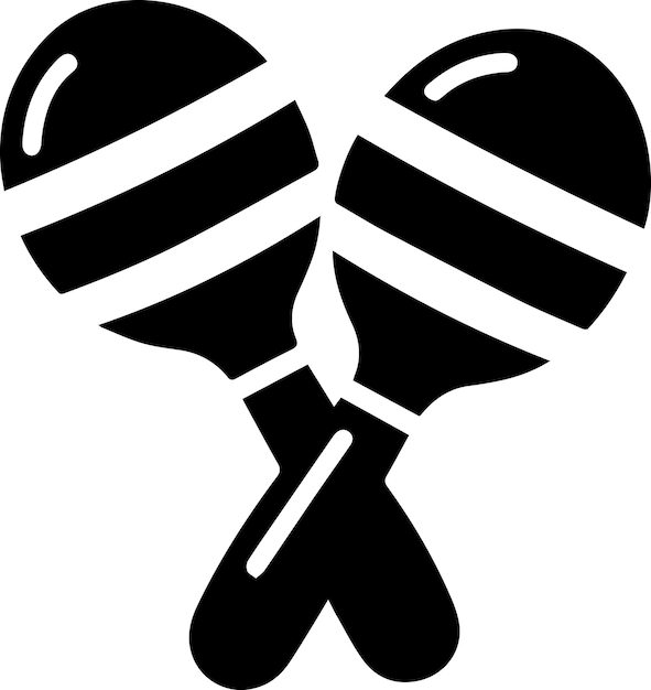 La silueta del vector del icono de Maracas mínimo se llena de fondo blanco con negro 10