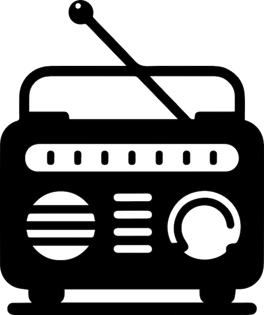 La silueta del vector del ícono de radio mínimo es de color negro 2