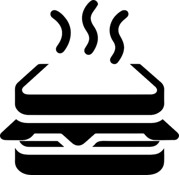 La silueta del vector del icono de sándwich mínimo de fondo blanco se llena con negro 2