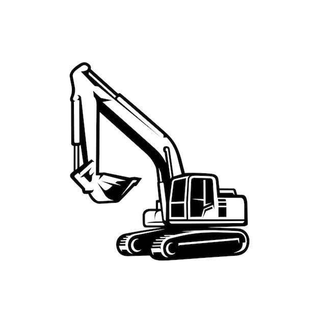 Silueta del vector de ilustración de excavadora