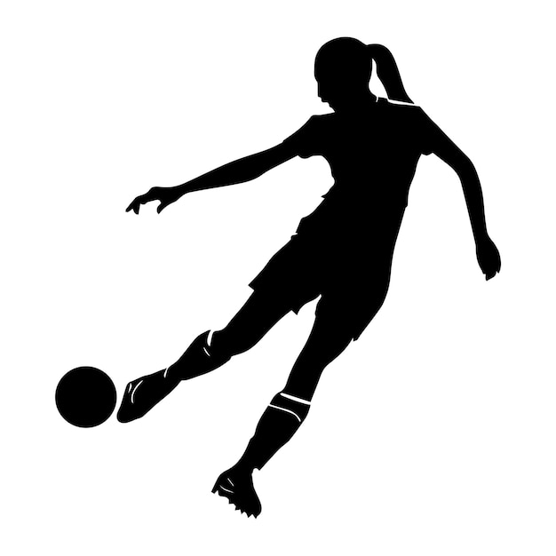 Una silueta de vector de jugador de fútbol femenino