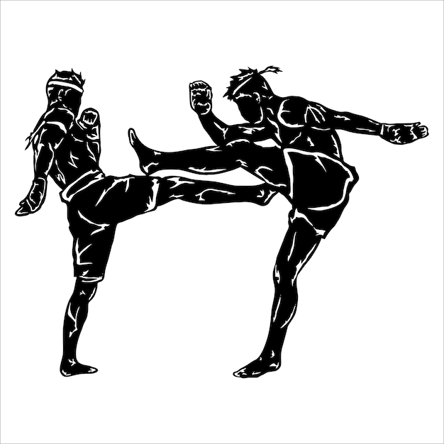 Vector silueta vector muay thai