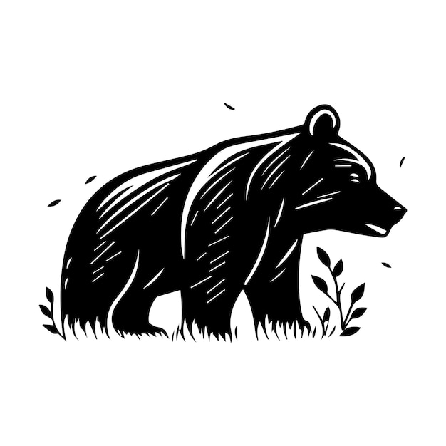 Silueta de vector de oso. Diseño de logotipo de oso simple