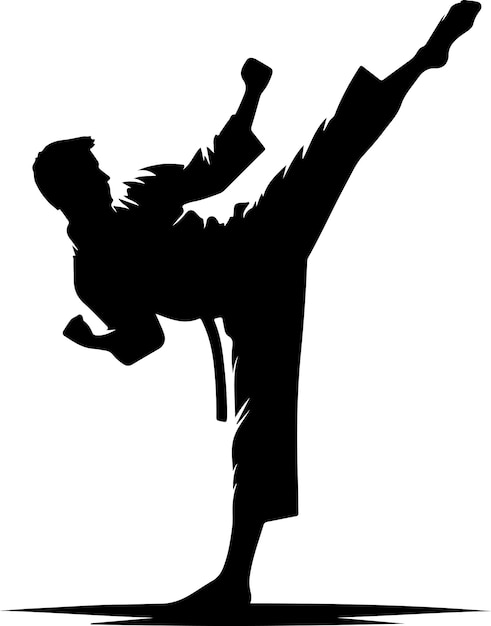 silueta de vector de patada de karate mínima silueta de color negro 20