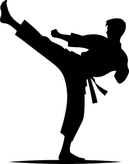 Vector silueta de vector de patada de karate mínima silueta de color negro 26