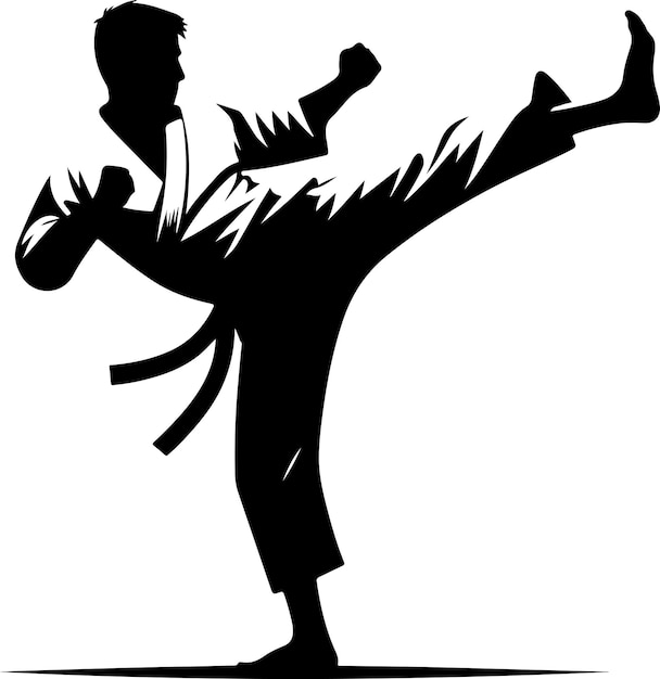 silueta de vector de patada de karate mínima silueta de color negro 2