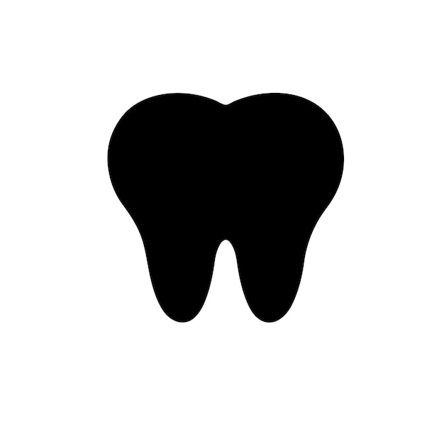 silueta, vector, plano, ilustración, de, un, diente