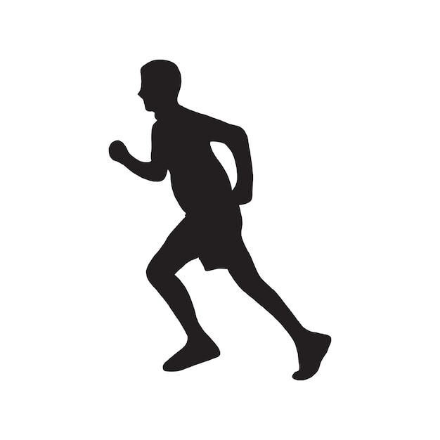 Silueta de vector de vista lateral corriendo Silueta de vector de hombre corriendo Corredor comienza a correr