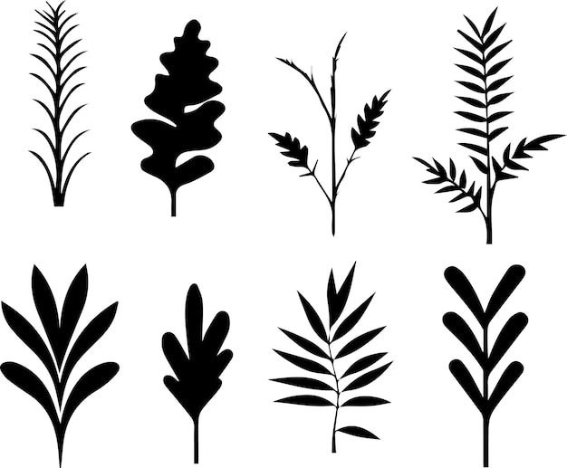 silueta vectora de las hojas del árbol 2