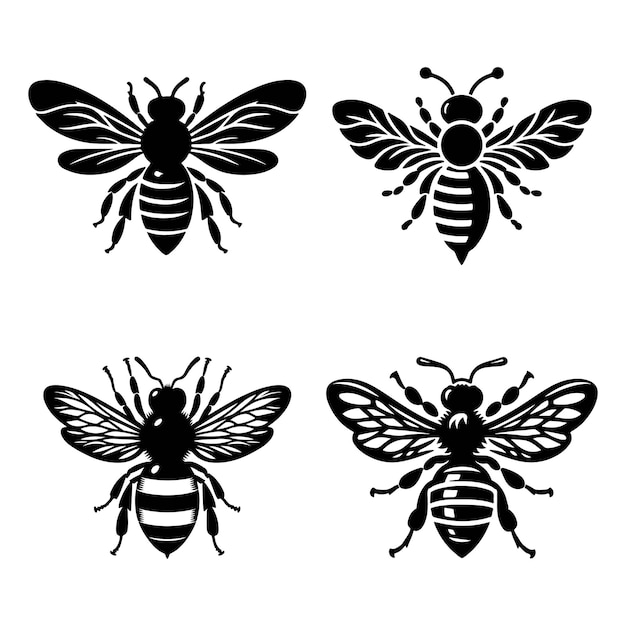 Silueta vectorial de las abejas