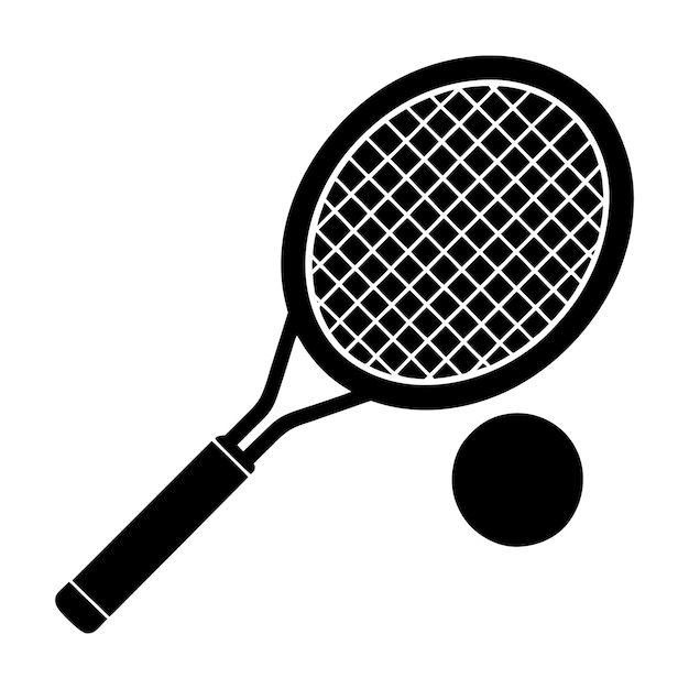 Silueta vectorial aislada dibujada a mano de una raqueta de tenis