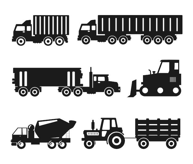 Silueta vectorial aislada del vehículo de camiones