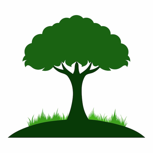 Silueta vectorial de árbol de fondo blanco 11