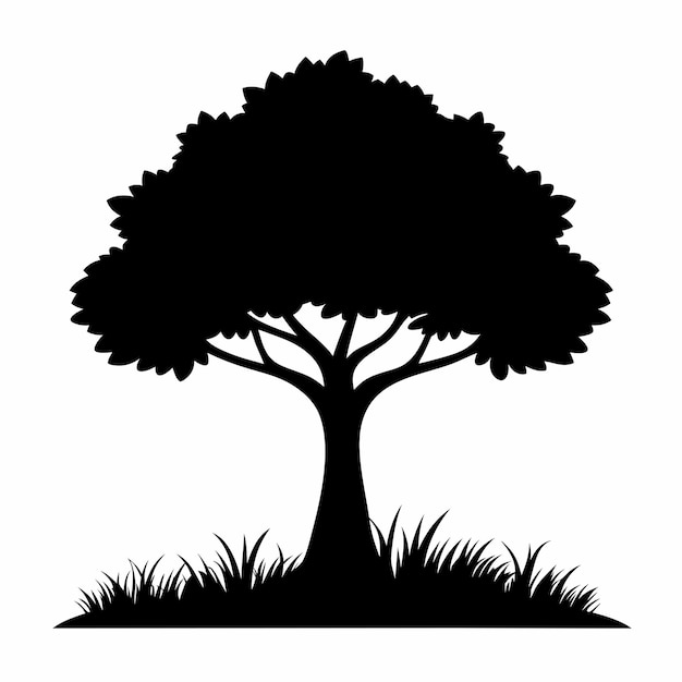 Silueta vectorial del árbol fondo blanco 37